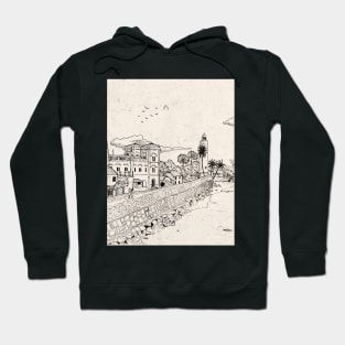 Galle Dutch Fort Sri Lanka Landscape Pen and Ink Illustration Hoodie